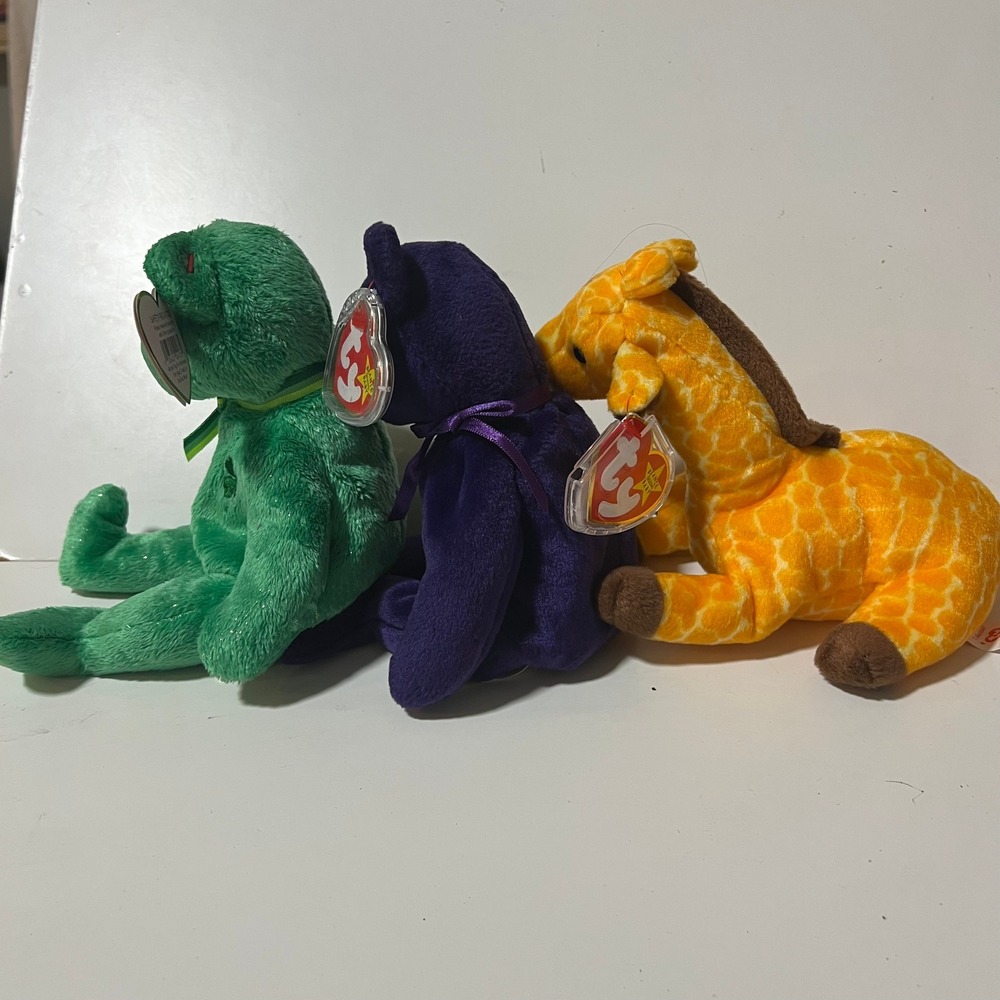Ty Beanie Babies Lot Dublin Bear Princess Diana Bear Twigs Giraffe Set of 3 90s - Picture 5 of 10